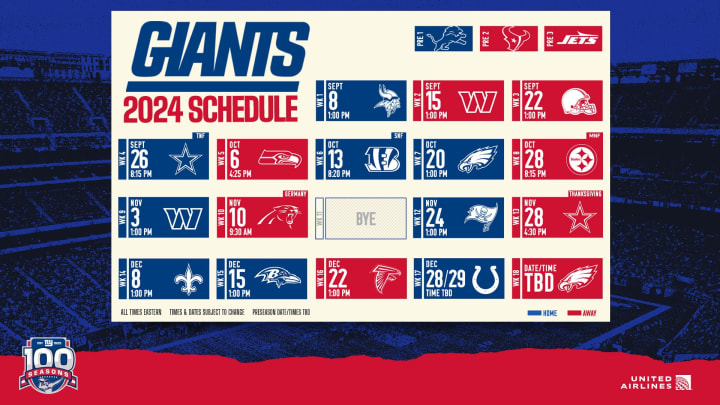 2024 New York Giants Schedule 2020 NFL Game Schedule for NY Giants - MetLife Limo and Party Bus Transportation