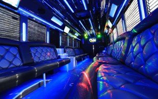 Interior of 28 passenger Limo Coach Party Bus