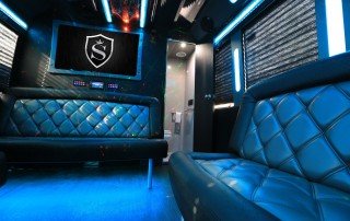 Interior of 28 passenger Limo Coach Party Bus