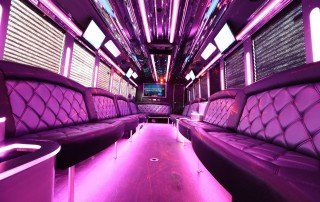 Interior of 28 passenger Limo Coach Party Bus