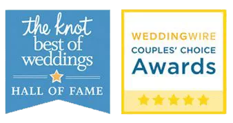 The Best of Weddings Hall of Fame Award from the knot and Wedding Wire Couples Choice Award winner